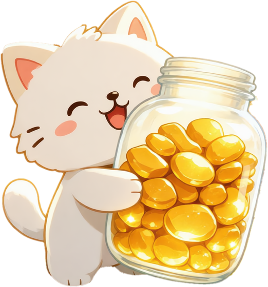 Nugget hugging her jar of golden nuggets